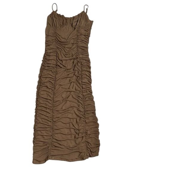 Sage The Label Brown Ruched Bodycon Midi Dress(Size Small) - Picture 5 of 8